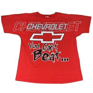 Vintage Chevy Chevrolet All Over Print Nascar Racing Graphic T-Shirt Size Large